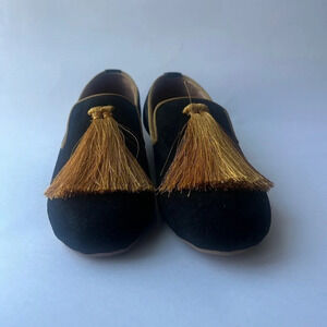 Silvia Cobos Cora NEW loafers black with gold tassels size 7 women’s